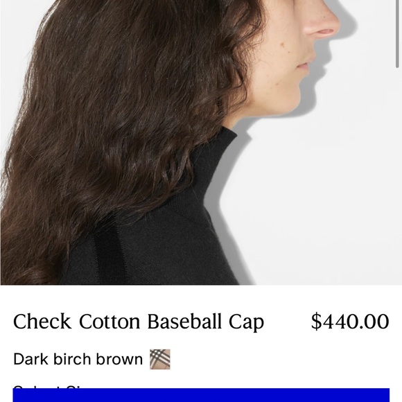 Burberry Logo Detail Exaggerated Check Cotton Baseball Cap -XS - Picture 5 of 6